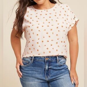 Maurices Cream and Orange Floral Blouse